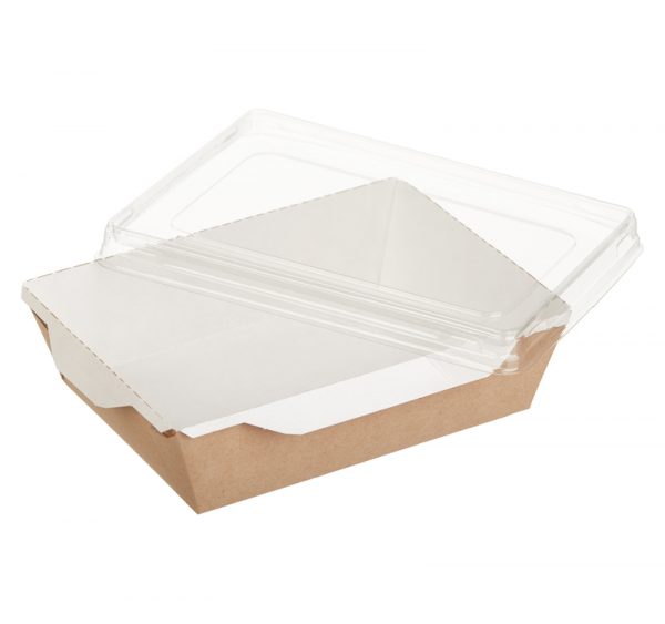 Papírdoboz salátához és forró ételekhez átlátszó fedéllel ECO OpSalad 160х120х45 mm 500 ml, kraft (300 db/csomag)