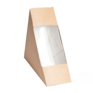 Papírdoboz szendvicshez ablakos ECO SANDWICH 60 130х130х60 mm, kraft (50 db/csomag)
