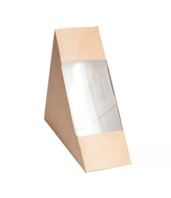 Papírdoboz szendvicshez ablakos ECO SANDWICH 60 130х130х60 mm, kraft (50 db/csomag)