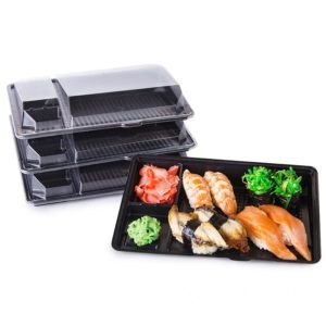 PS sushi doboz KD-011 201х125х36mm fekete (540 db/csomag)