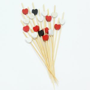Fapálcika vörös, fehér, fekete Szív 12 cm 100db/csomag