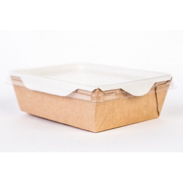 papír doboz átlátszó fedéllel salátához és meleg ételekhez ECO OpSalad 200x140x55mm 1000 ml, kézműves (50 db/csomag)