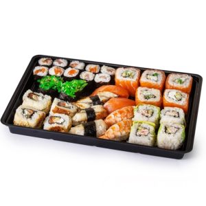 PS sushi doboz KD-004 295х205х43mm fekete (200 db/csomag)
