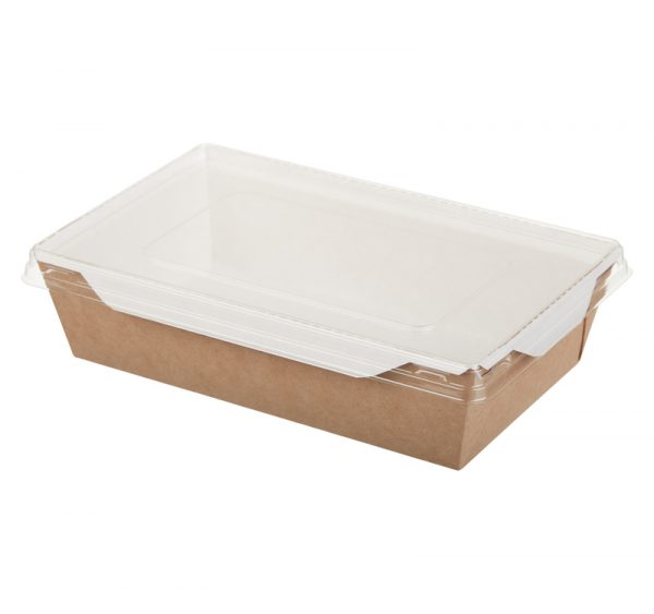 Papírdoboz salátához és forró ételekhez átlátszó fedéllel ECO OpSalad 186х106х55mm 800 ml, kraft (150 db/csomag)