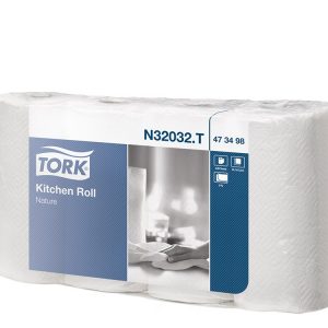 Papírtörölköző 2 rétegű 4 tekercs/csomag TORK fehér konyhai használatra dombornyomott (473498/32032)