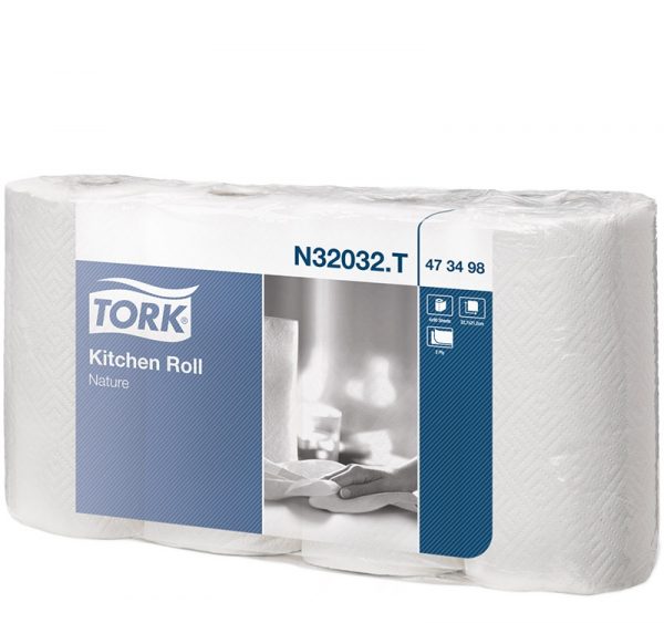Papírtörölköző 2 rétegű 4 tekercs/csomag TORK fehér konyhai használatra dombornyomott (473498/32032)