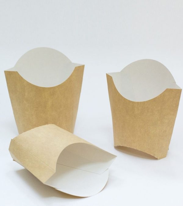 Sültkrumplis doboz kicsi 32х68х100mm, kraft/Box for French fries small 32*68*100mm, kraft (100 db/csomag)