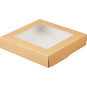 Papír doboz ablakos ECO TABOX 200x200x40 mm 1500 ml kraft (15 db/csomag)